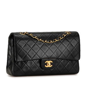 Chanel Chain Matelasse Shoulder Black Lambskin Mark Coco Double 25 Flap Bag